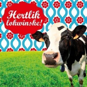 Wenskaart koe Hertlik Lokwinske