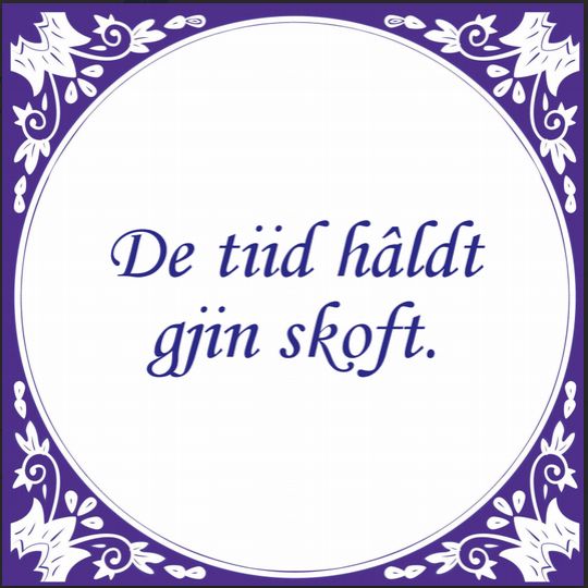 Spreuk de tiid hâldt gjin skoft tegel Friese