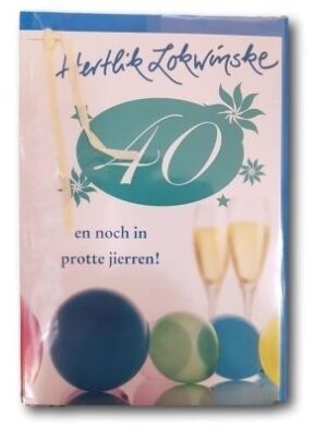 40! Hertlik lokwinske wenskaart