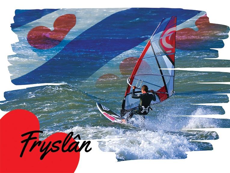 Ansichtkaart Fryslân surfer