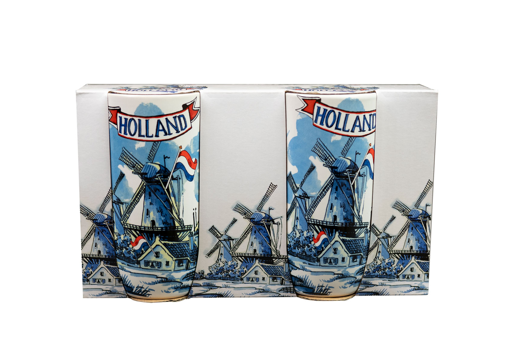 Giftbox beker molen blauw 2st