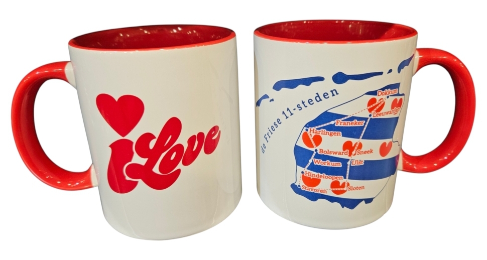 Koffiemok I love Friese elfsteden print rood - Afbeelding 2